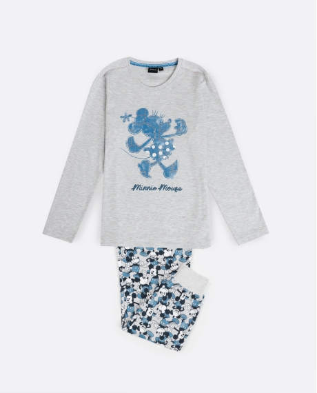 DISNEY Pijama Manga Larga Mickey Jeans para Niña GRIS JASPE