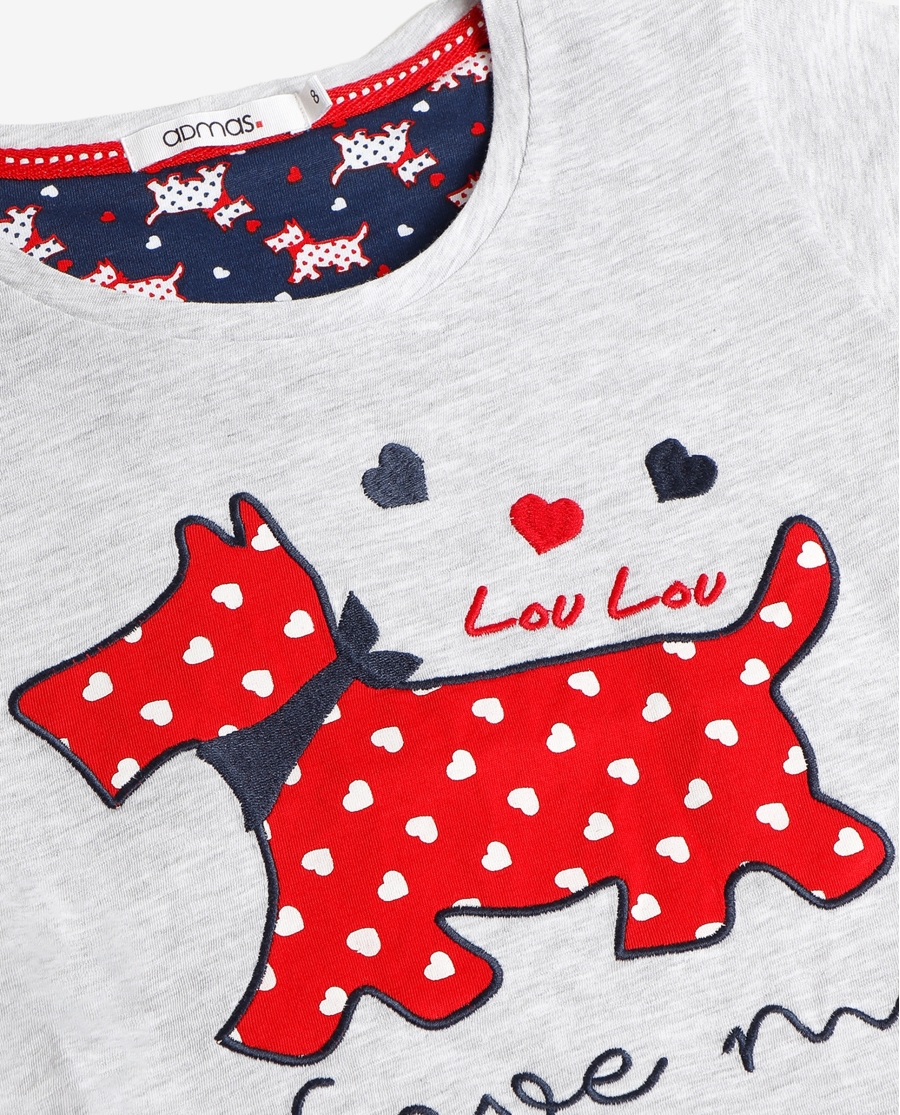 ADMAS Pijama Manga Corta Lou Lou Love Me para Niña GRIS JASPE
