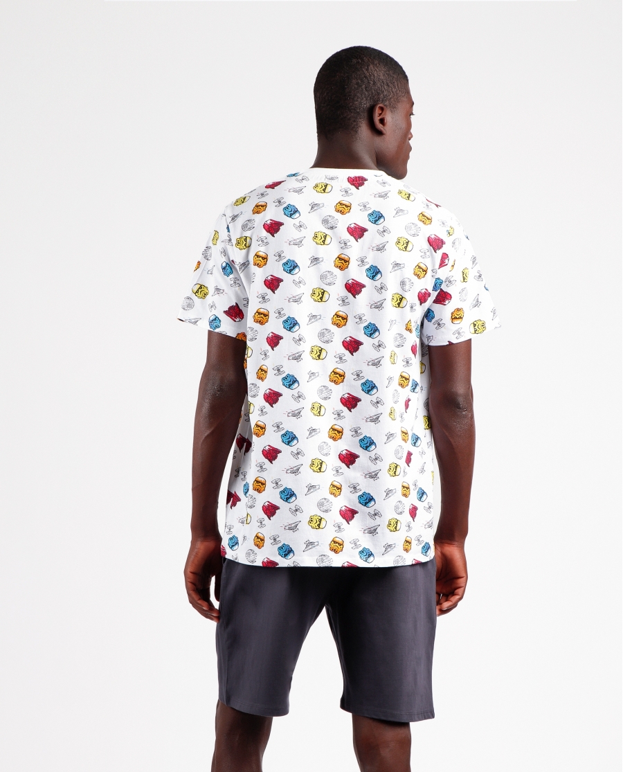 STAR WARS Pijama Manga Corta Neon Graffiti para Hombre BLANCO