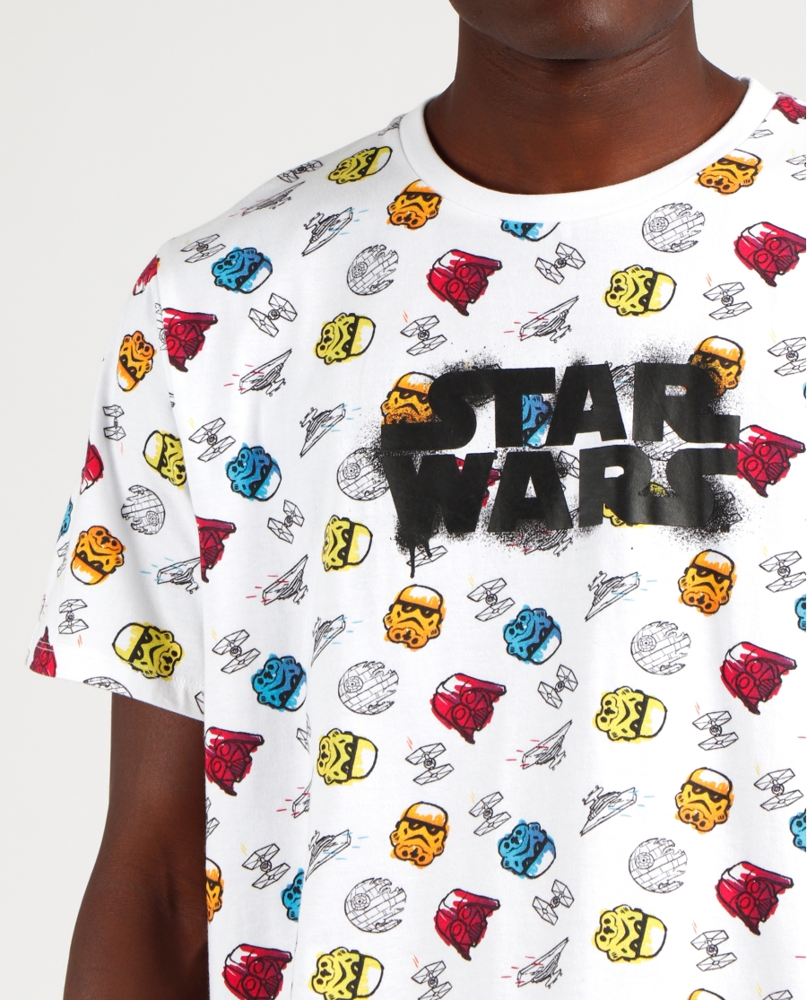STAR WARS Pijama Manga Corta Neon Graffiti para Hombre BLANCO