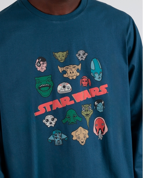 STAR WARS Pijama Manga Larga Alien Species para Hombre DENIM 2
