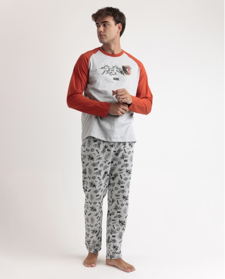 STAR WARS Pijama Manga Larga Gray Comic para Hombre GRIS JASPE