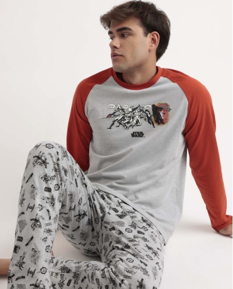 STAR WARS Pijama Manga Larga Gray Comic para Hombre GRIS JASPE 2