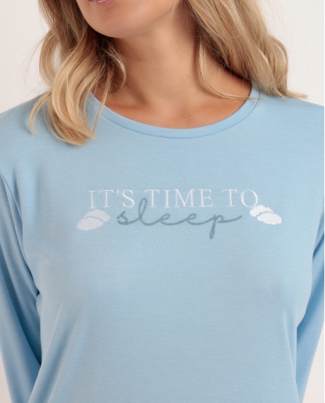 STAY AT HOME Pijama Manga Larga It´s Time To Sleep para Mujer AZUL 2