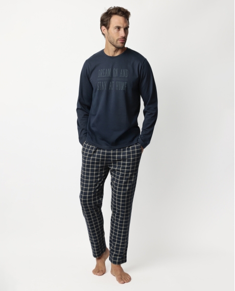 STAY AT HOME Pijama Manga Larga Dream On para Hombre MARINO
