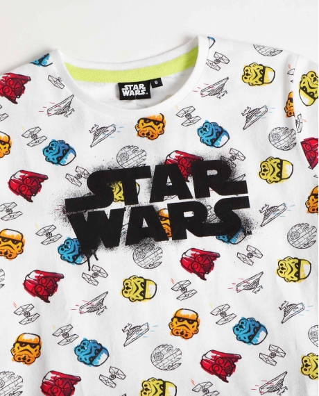 STAR WARS Pijama Manga Corta Neon Graffiti para Niño BLANCO 2