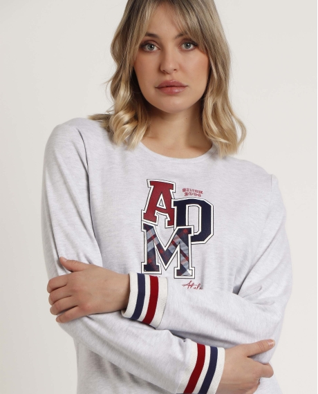 ADMAS Pijama Manga Larga ADM Family para Mujer GRIS JASPE 2