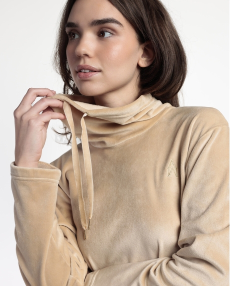 ADMAS LUXURY Pijama Manga Larga Velvet Tracksuit para Mujer CAMEL 2