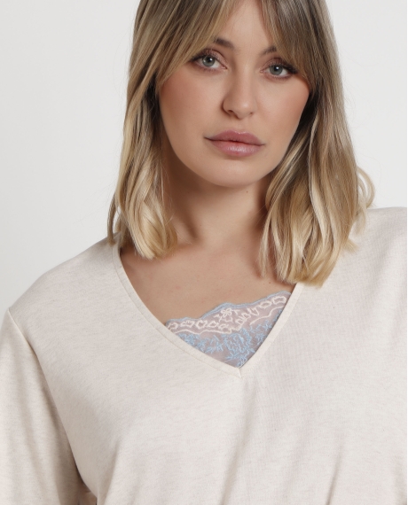 ADMAS GARDEN Pijama Manga Larga Climbing Flowers para Mujer BEIGE 2