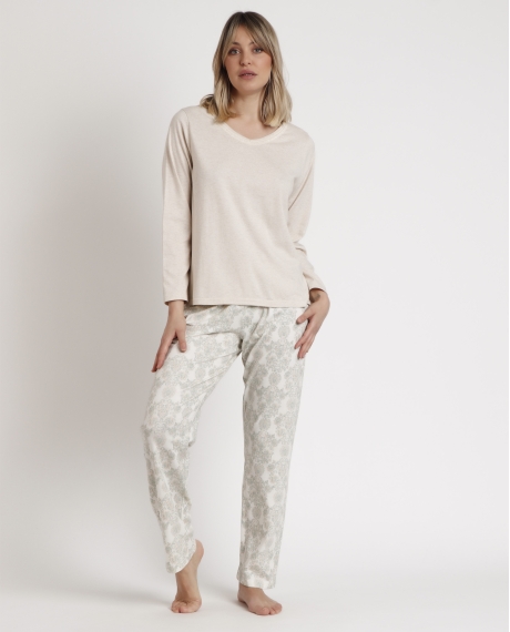 ADMAS CLASSIC Pijama Manga Larga Aqua para Mujer CRUDO