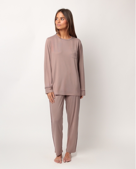 ADMAS CLASSIC Pijama Manga Larga Soft Sleep para Mujer MOKA