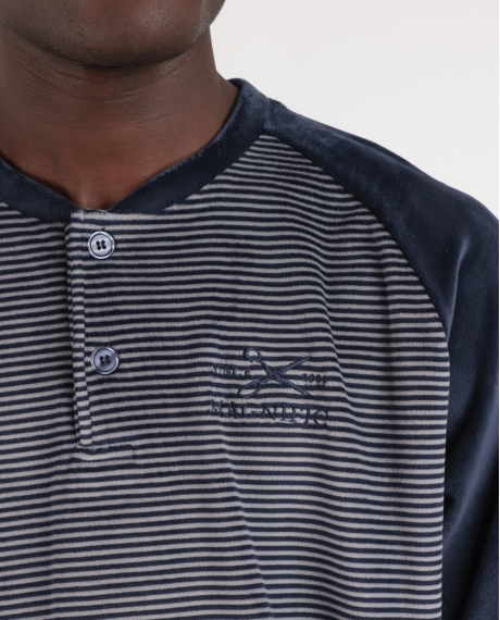 ADMAS MAGNIFIC Pijama Manga Larga Velvet Basic Stripes para Hombre MARINO 2