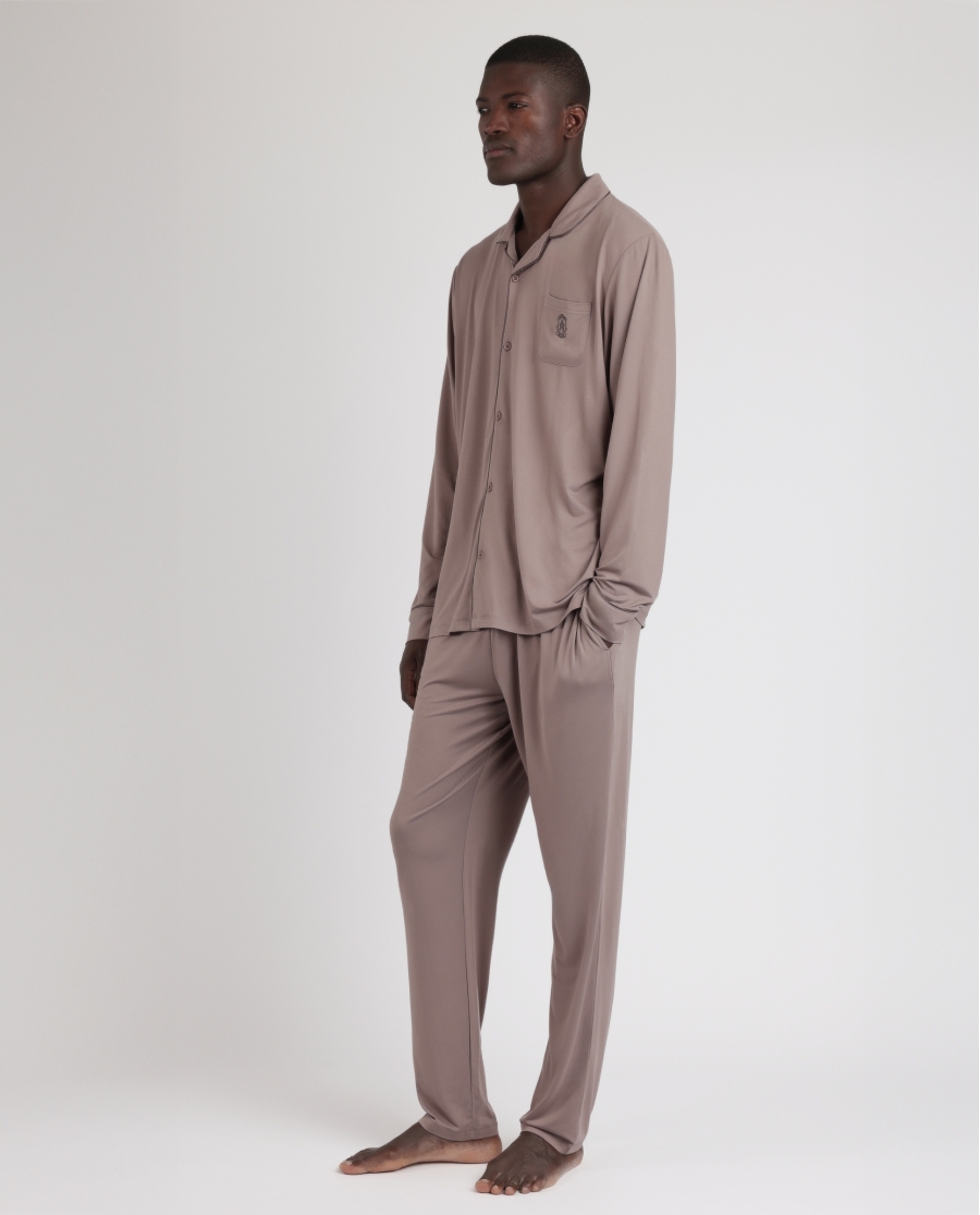 ADMAS CLASSIC Pijama Manga Larga Soft Sleep para Hombre MOKA