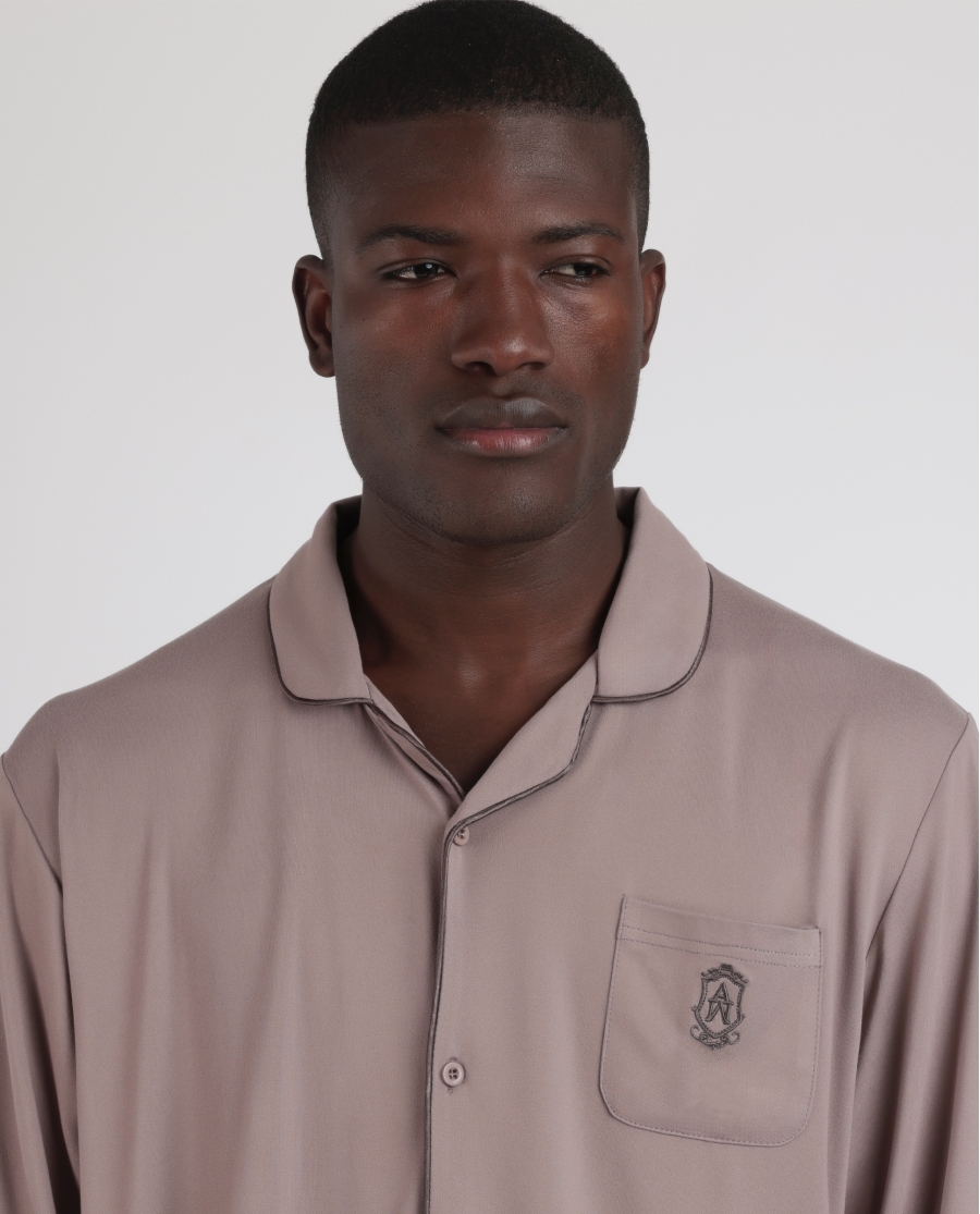 ADMAS CLASSIC Pijama Manga Larga Soft Sleep para Hombre MOKA