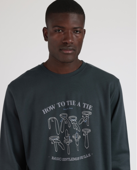 ADMAS Pijama Manga Larga How To Tie a Tie A para Hombre MARENGO 2