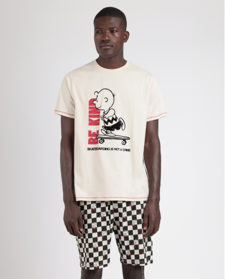 PEANUTS Pijama Manga Corta Skate Is Not A Crime para Hombre CRUDO