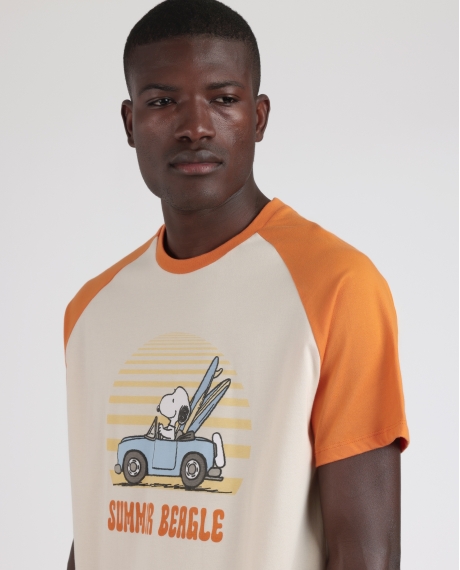 PEANUTS Pijama Manga Corta Summer Beagle para Hombre NARANJA 2