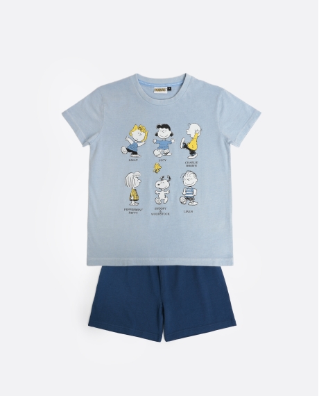 PEANUTS Pijama Manga Corta Party Friends para Niño AZUL
