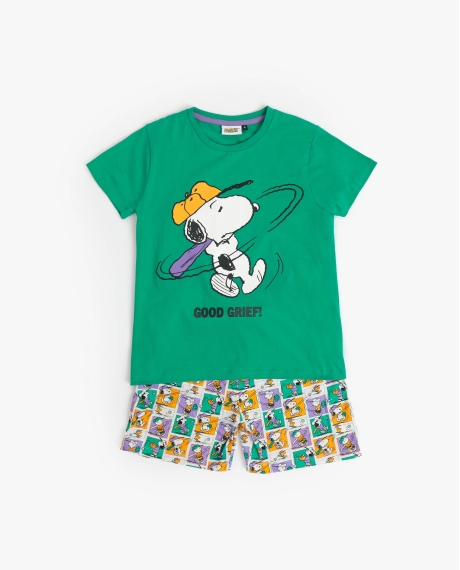 PEANUTS Pijama Manga Corta Good Grief para Niño VERDE