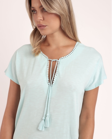 ADMAS GARDEN Pijama Manga Caída Color Leaves para Mujer AZUL 2