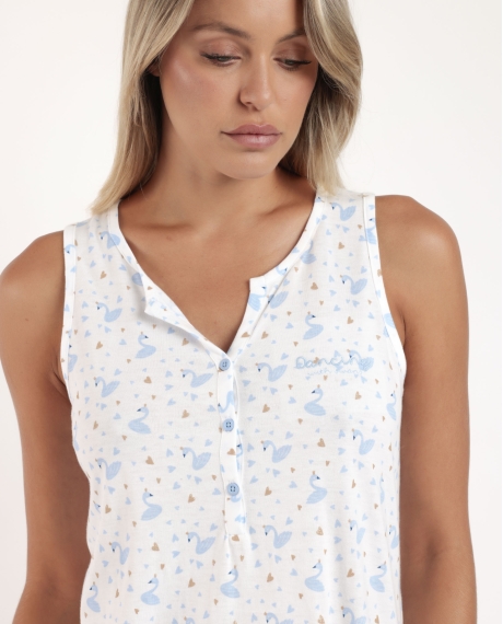ADMAS Pijama Sin Mangas Dancing With Swans para Mujer AZUL 2