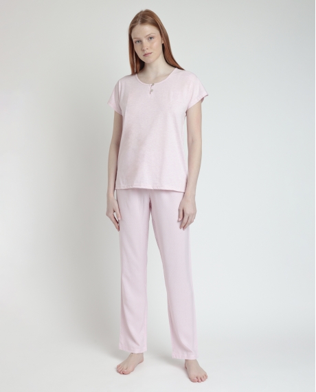 ADMAS CLASSIC Pijama Manga Corta Classic Spiga para Mujer ROSA
