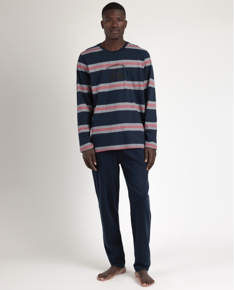 ADMAS Pijama Manga Larga Summertime para Hombre AZUL