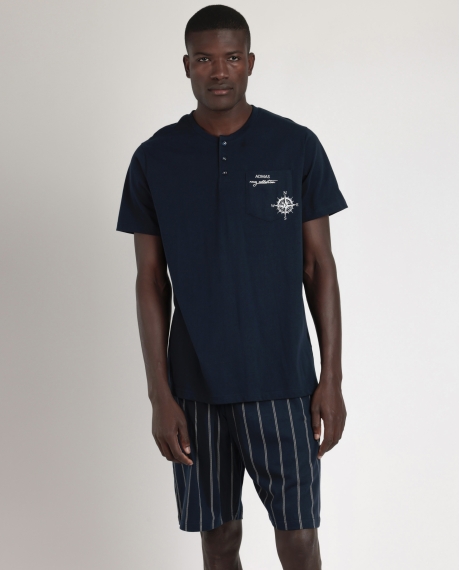 ADMAS Pijama Manga Corta Navy Collection para Hombre AZUL