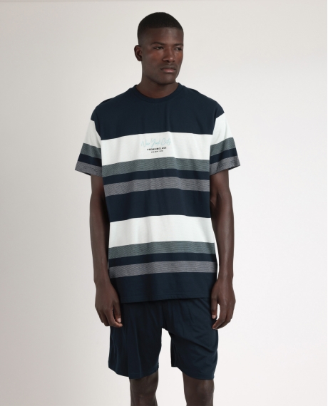 ADMAS Pijama Manga Corta New York City para Hombre AZUL