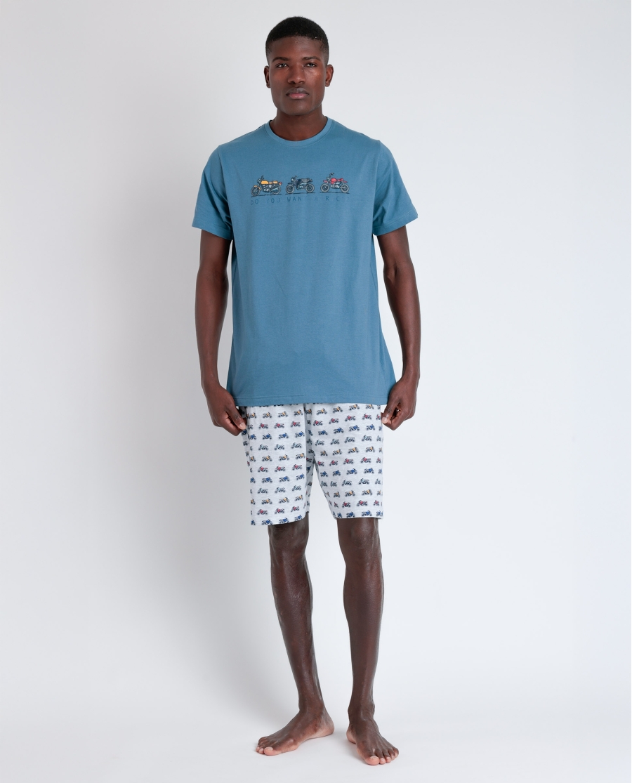 DIVER Pijama Manga Corta Race para Hombre AZUL