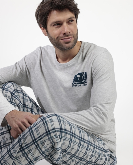 STAY AT HOME Pijama Manga Larga Scooty para Hombre CRUDO 2