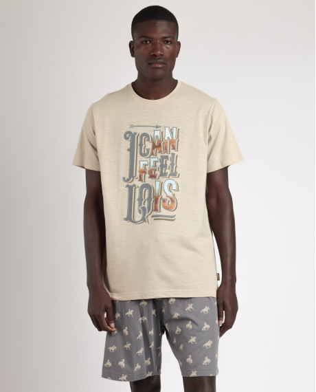 LOIS Pijama Manga Corta Generals para Hombre CAMEL