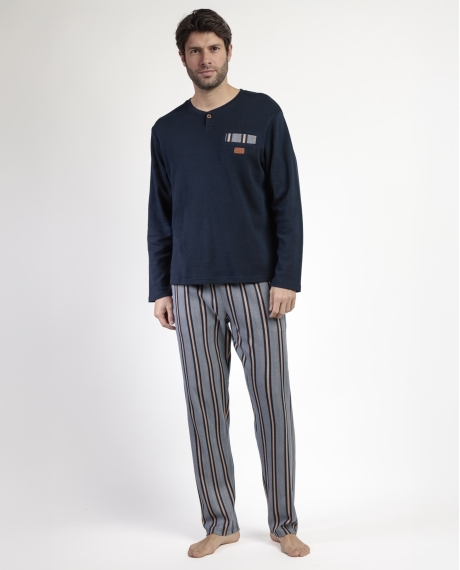 ANTONIO MIRO Pijama Manga Larga Tapeta Pointe para Hombre MARINO