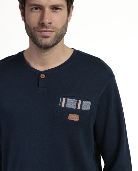 ANTONIO MIRO Pijama Manga Larga Tapeta Pointe para Hombre MARINO 2