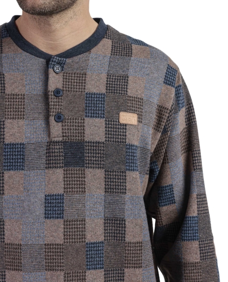 ANTONIO MIRO Pijama Manga Larga Tapeta Rectangles para Hombre MARRON 2