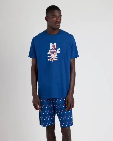 DISNEY Pijama Manga Corta What S Up para Hombre AZUL