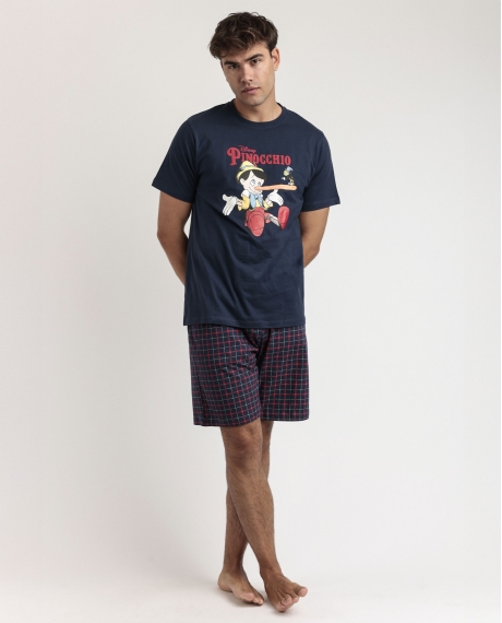 DISNEY Pijama Manga Corta Classic Pinocchio para Hombre MARINO