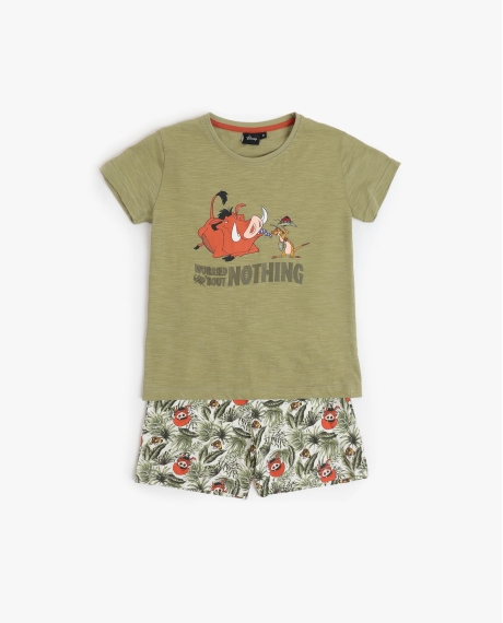 DISNEY Pijama Manga Corta Timon & Pumbaa para Niño CAQUI