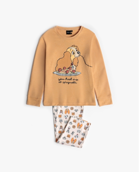 DISNEY Pijama Manga Larga Love Dinner para Niña MOSTAZA