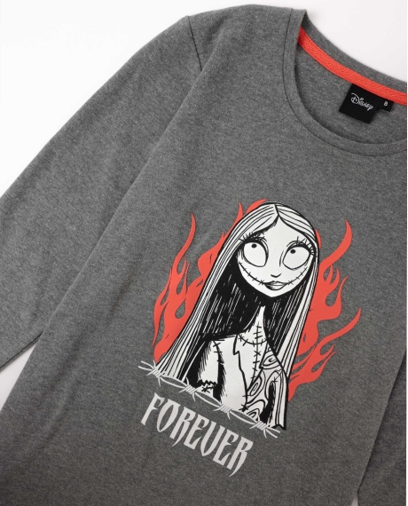 DISNEY Pijama Manga Larga Nightmare para Niña GRIS JASPE 2