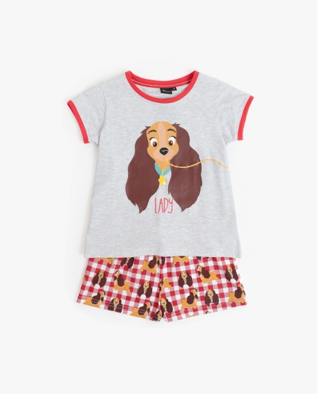 DISNEY Pijama Manga Corta Lady And The Tramp para Niña ROJO
