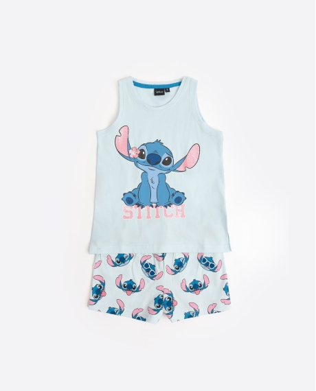 DISNEY Pijama Sin Mangas Stitches para Niña AZUL