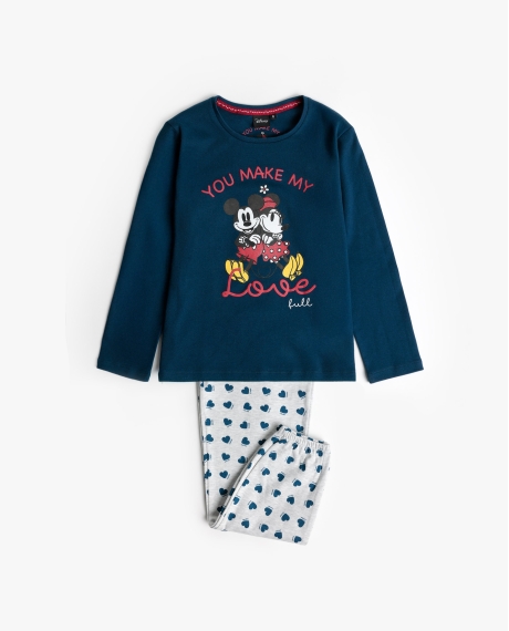 DISNEY Pijama Manga Larga You Make Me Love para Niña MARINO
