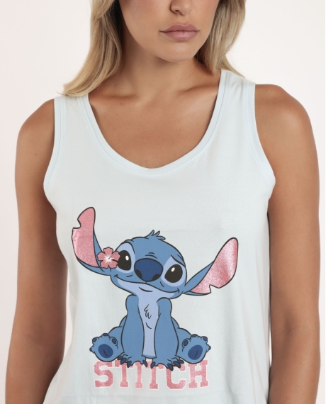 DISNEY Pijama Sin Mangas Stitches para Mujer AZUL 2