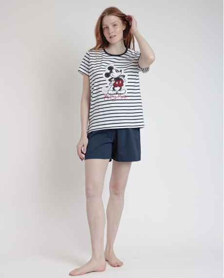 DISNEY Pijama Manga Corta Generals para Mujer MARINO