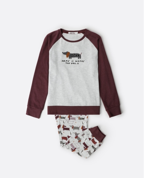 ADMAS Pijama Manga Larga Dog Home para Niño MARRON