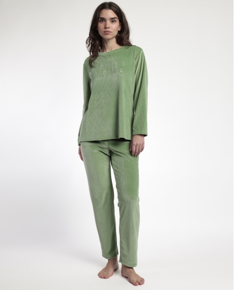 ADMAS HOME Pijama Manga Larga Terciopelo Adm Home para Mujer VERDE