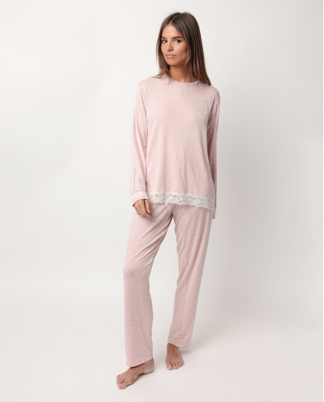 ADMAS CLASSIC Pijama Manga Larga Hearts para Mujer ROSA