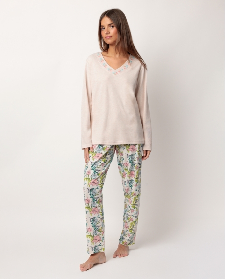 ADMAS GARDEN Pijama Manga Larga Autumn Garden para Mujer CRUDO