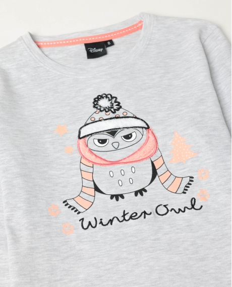 ADMAS Pijama Manga Larga Winter Owl para Niña GRIS JASPE 2